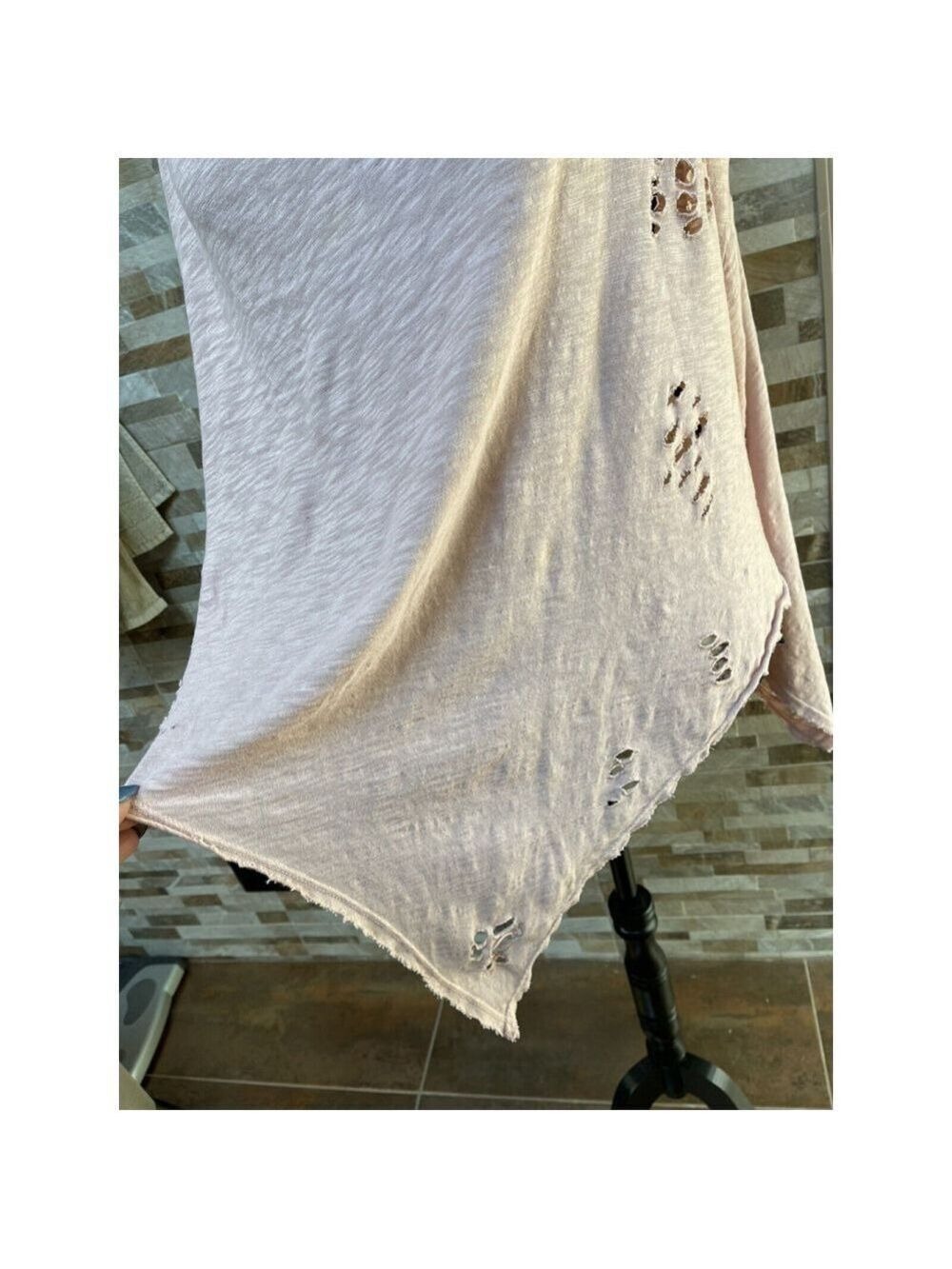 NYTT distressed sleeveless asymmetrical t-shirt top pink Sz XS - Picture 4 of 10
